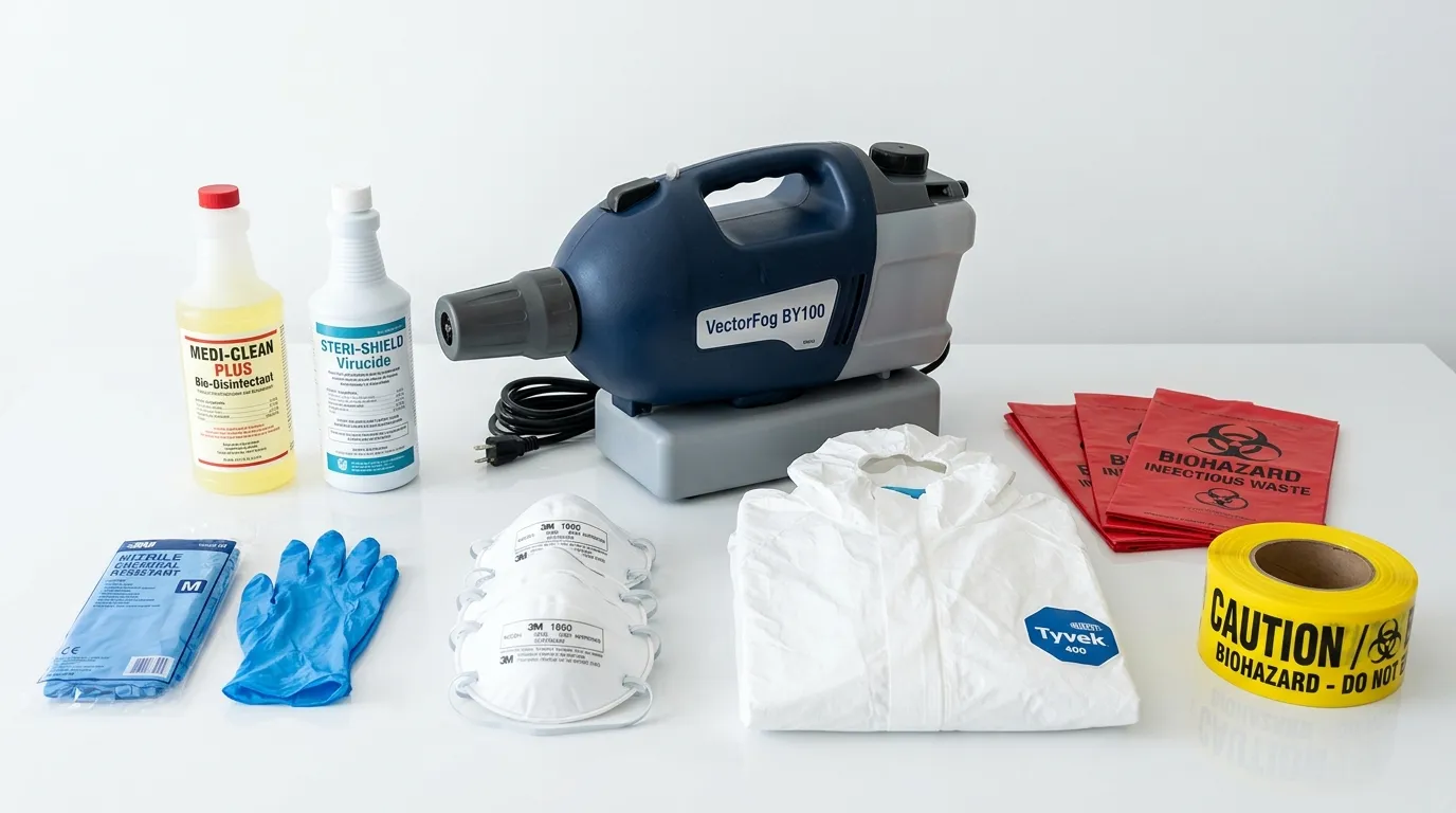 Professional biohazard remediation crew working in Schiller Park